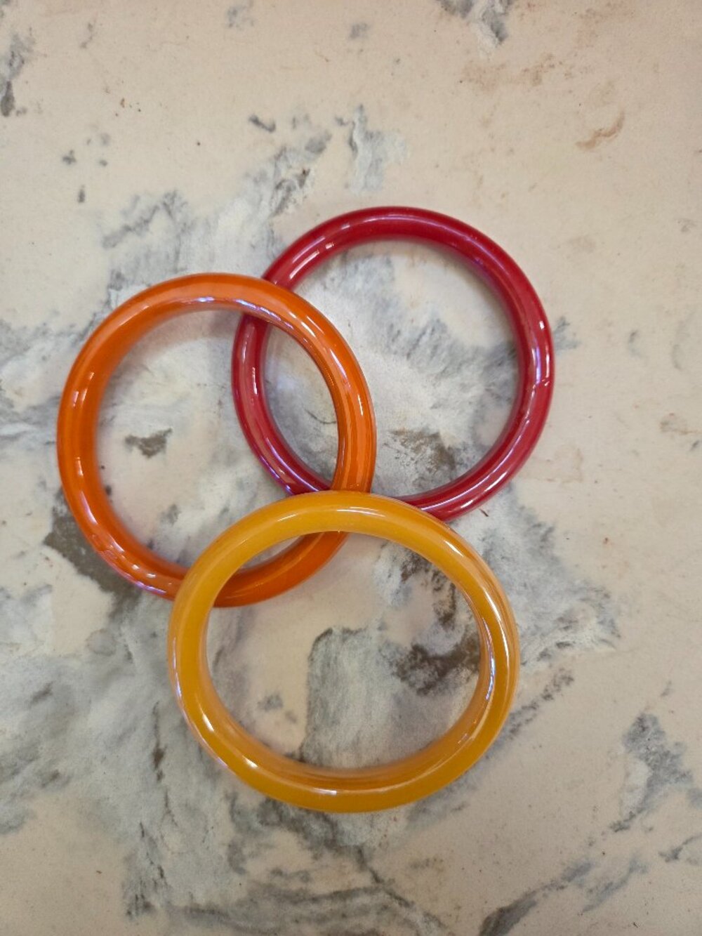 Set of 3 Vintage Solid Glass Bracelets-3 Colors